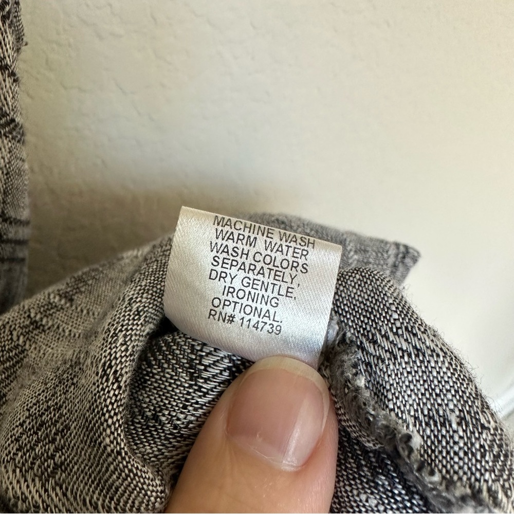 FLAX Linen Dress V-Neck with Pockets Gray and Black M - Picture 10 of 10